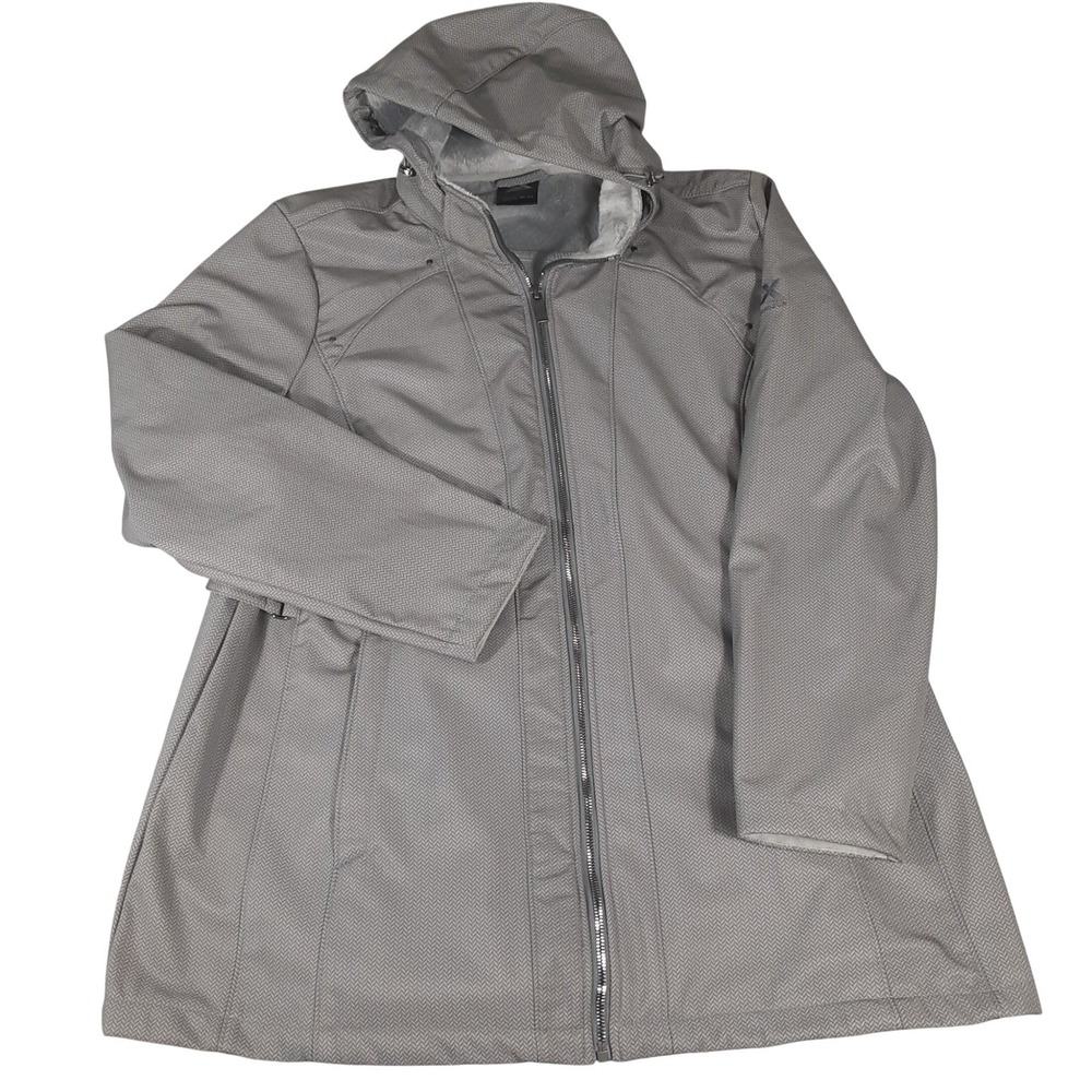 ZeroXposur Mens Grey Herringbone Softshell Fleece Lined Hooded Jacket XXL V92320